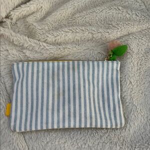 ipsy Blue and White Striped Cosmetic Bag